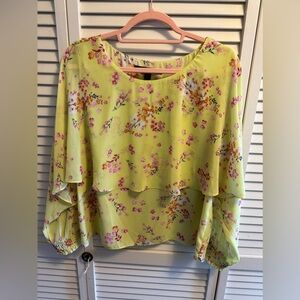 Marc New York floral Blouse with Cape over tank Top Size M